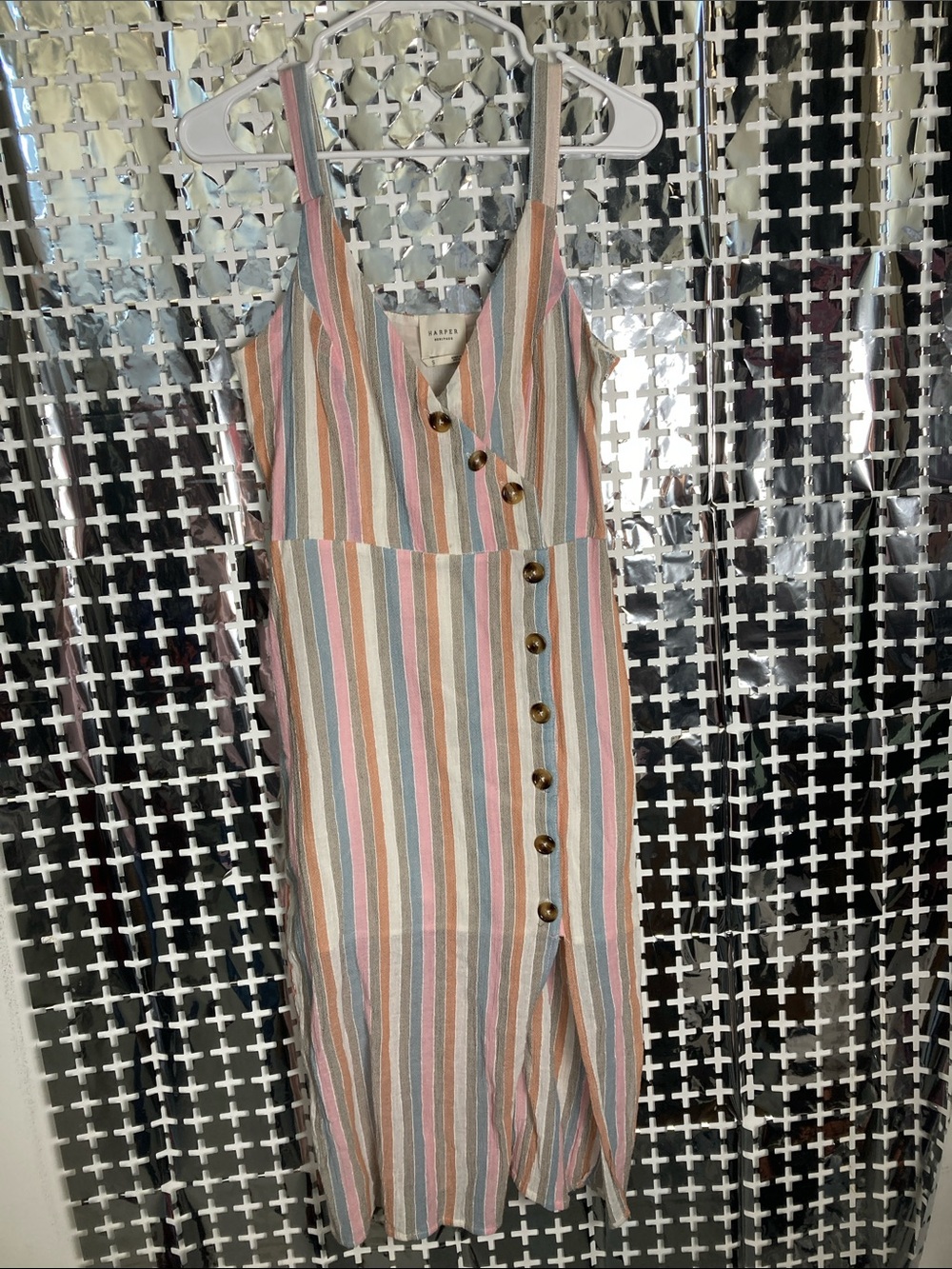 Harper Heritage Sleeveless Striped Midi Dress in Pastel